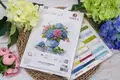 Luca-S B7033 Vase with Hydrangea Cross Stitch Kit, Zweigart Aida 16ct Fabric, 26x26 cm Embroidery, 34 Colors, 100% Cotton Thread