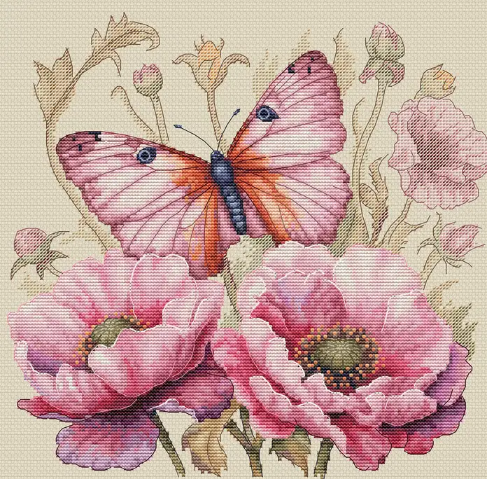 Luca-S B7032 Dream Nature Cross Stitch Kit, Zweigart Aida 16 ct Canvas, 100% Cotton Thread, 24 x 23 cm, 46 Colors