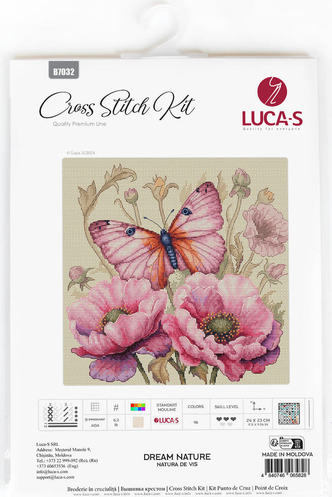 Luca-S B7032 Dream Nature Cross Stitch Kit, Zweigart Aida 16 ct Canvas, 100% Cotton Thread, 24 x 23 cm, 46 Colors