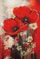 Luca-S B7046 The Dance of the Poppies Cross Stitch Kit, Premium Line, Zweigart Aida 16ct Fabric, 22 x 32 cm, 42 Colors, 100% Cotton Thread