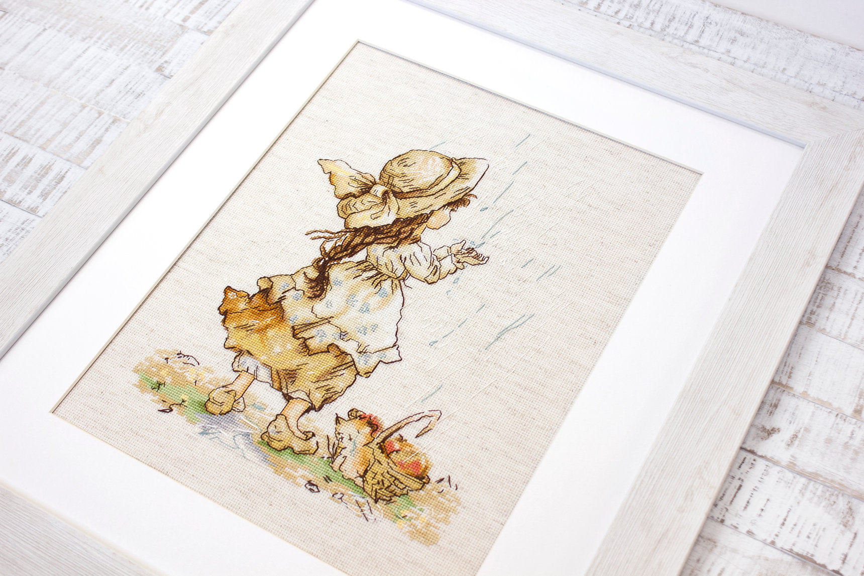 Kit Broderie Luca-S B1077 Ploaie de vară de Ecaterina Babok, 22x30.5 cm, Material Zweigart Aida 16 ct Bumbac, Aste Anchor, 29 Culori