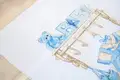 Luca-S B1174 Baby Boy Birth Cross-Stitch Kit, Zweigart Aida 18ct White Fabric, Anchor Cotton Threads, 16.5 x 24 cm, Counting Cross Technique