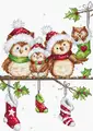 Luca-S B1186 The Owls Cross Stitch Kit, 32 Colors, 19 x 26.5 cm, Zweigart Aida 16 ct Canvas, Anchor Mouline Thread