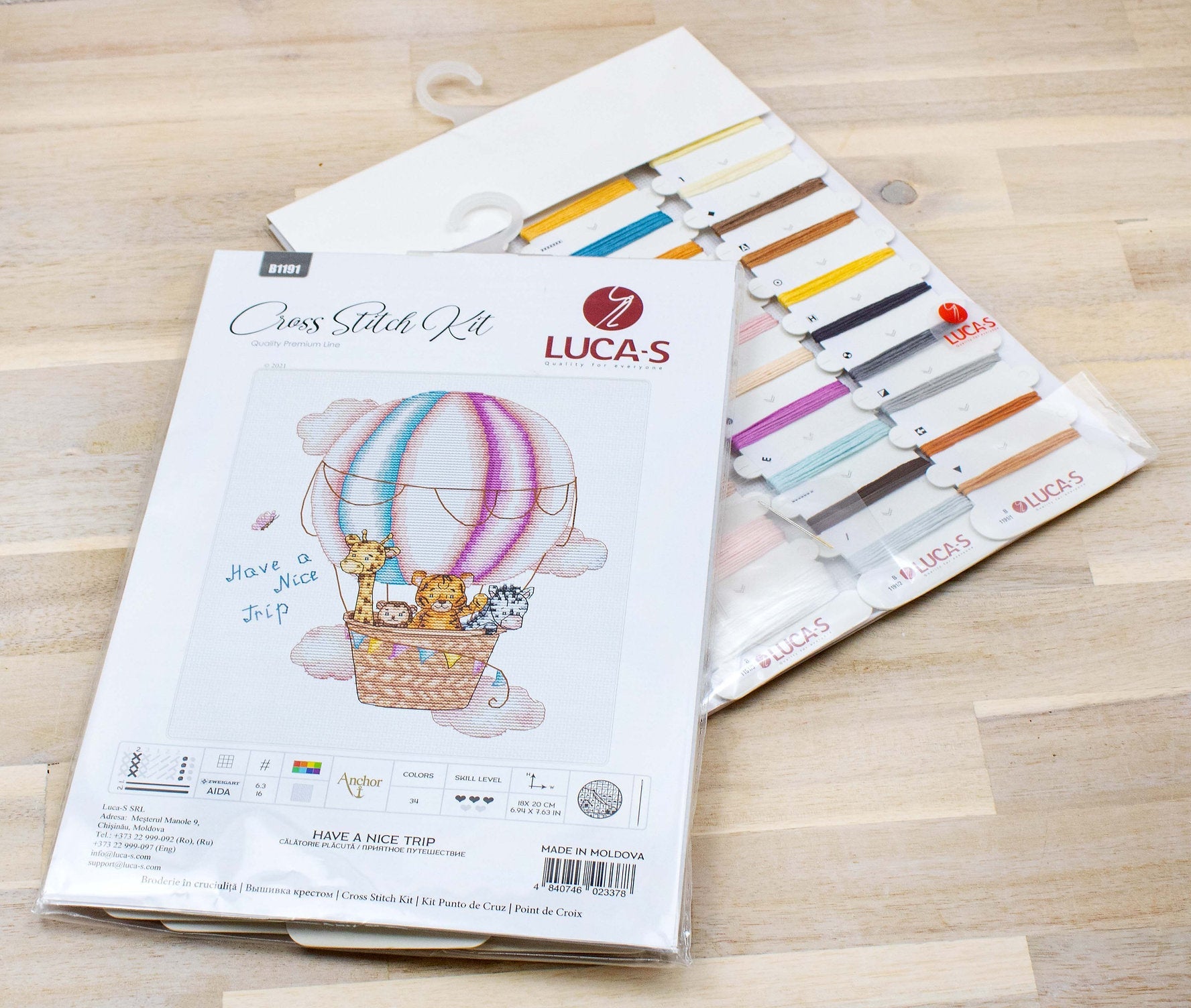 Kit Broderie în Cruce Luca-S B1191 Călătorie plăcută, 18 x 20 cm, 34 Culori Fire Anchor, Material Zweigart 16ct AIDA
