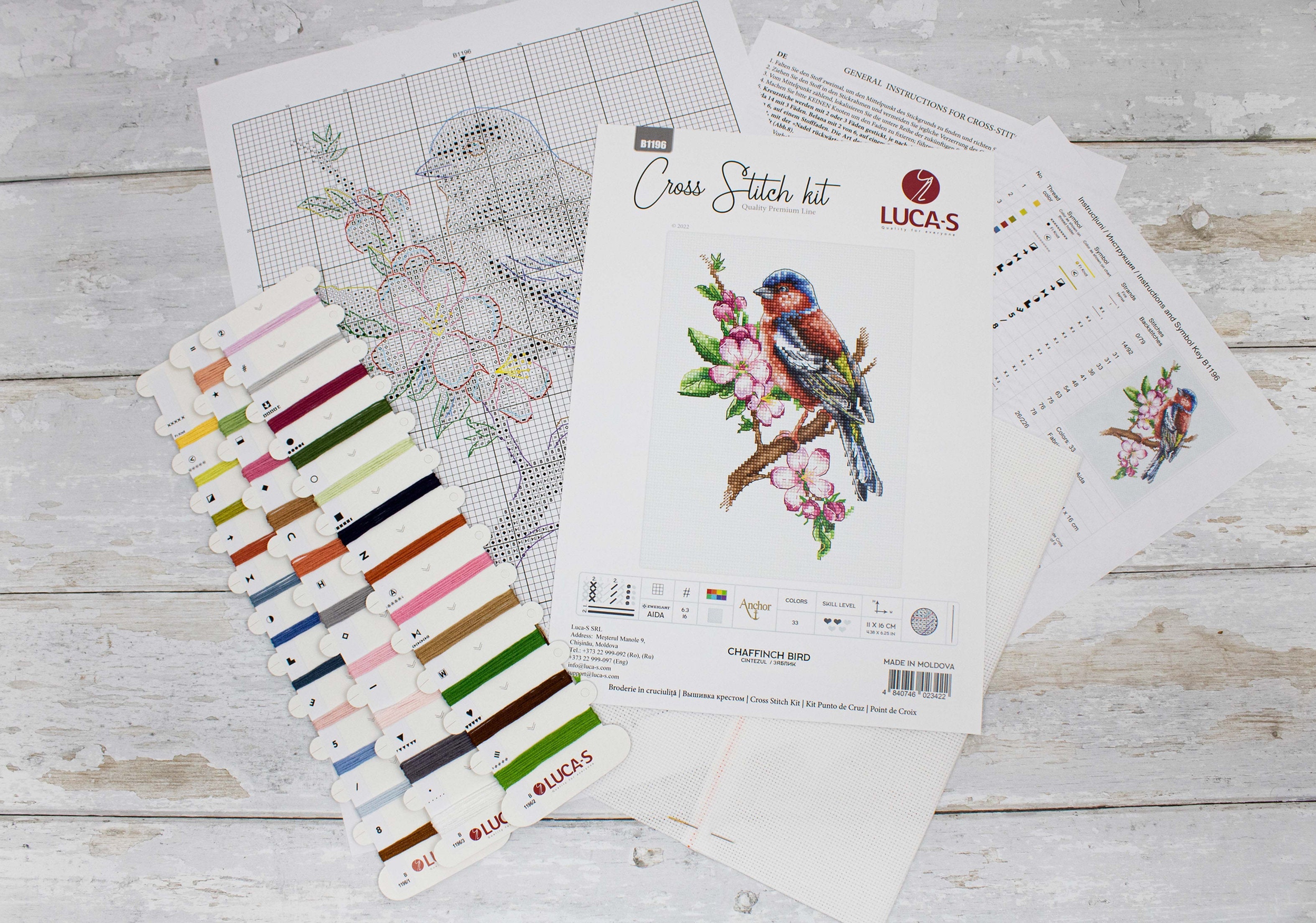 Kit Broderie Luca-S B1196 Cintezul, Dimensiune 11x16 cm, Material Zweigart Aida 16ct, 33 Culori, Fir 100% Bumbac