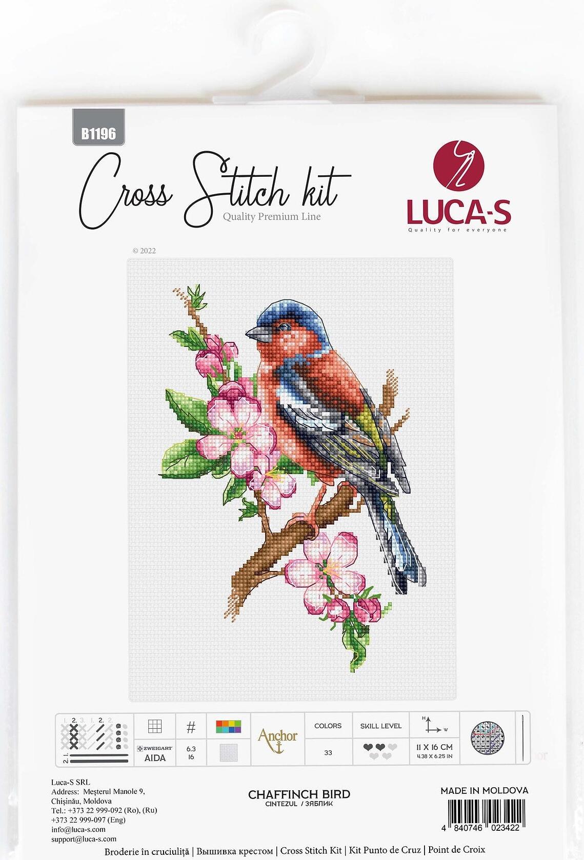 Kit Broderie Luca-S B1196 Cintezul, Dimensiune 11x16 cm, Material Zweigart Aida 16ct, 33 Culori, Fir 100% Bumbac