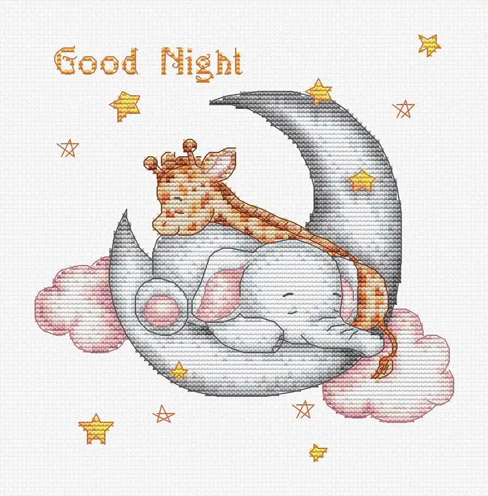 Набор для вышивания Luca-S B1192 Good Night, канва Aida 16 ct белая, нити Anchor, 22 цвета, 15 x 16 см