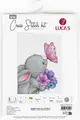Kit Broderie Luca-S B1235 Iepure și Fluture de la MAKIKO, 17x22 cm, Material Zweigart Aida 16ct, 34 Culori, Fire 100% Bumbac