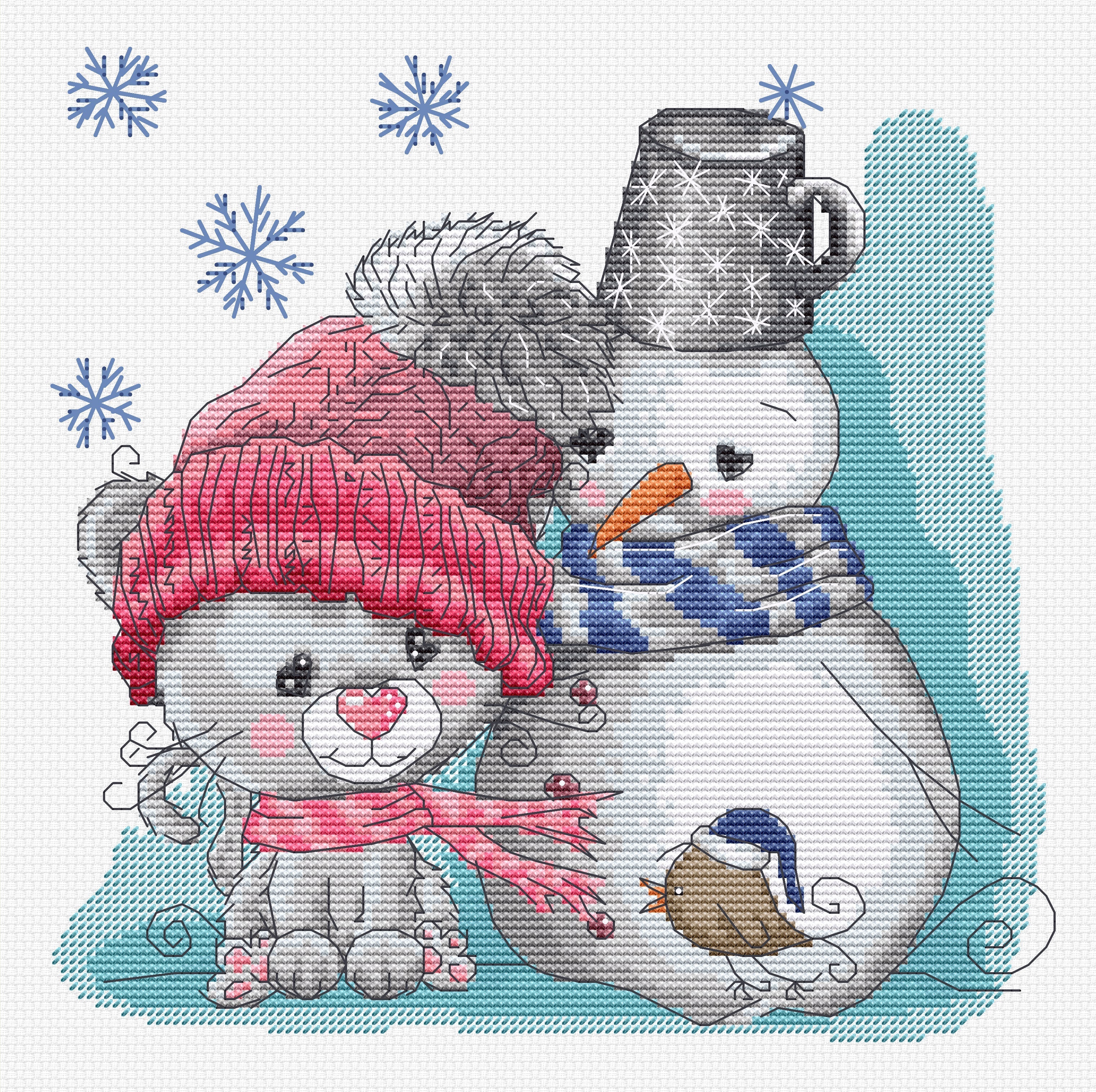 Набор для вышивания крестиком Luca-S B1199 The Cat & Friends, 19x18 см, нити Anchor, ткань Zweigart Aida 16 ct, 24 цвета