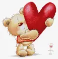 Luca-S B1422 Big Heart Cross Stitch Kit, Zweigart Aida 16 ct White Canvas, 18 x 19 cm, 30 Colors, 100% Cotton Thread