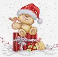 Luca-S B1431 Holiday Gifts Cross Stitch Kit, Zweigart Aida 16ct Fabric, 100% Cotton Thread, 36 Colors, 23 x 22 cm Finished Size