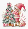 Luca-S B1439 Christmas Joy Cross Stitch Embroidery Kit, Zweigart Aida 16 Fabric, 100% Cotton Thread, 17 x 17 cm Finished Size, 39 Colors