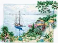 Kit de cusut în cruce Luca-S B2343 Peisaj marin, 48 de culori, Pânză Aida 18 ct Zweigart, 38.5x28 cm, Aste Anchor din bumbac