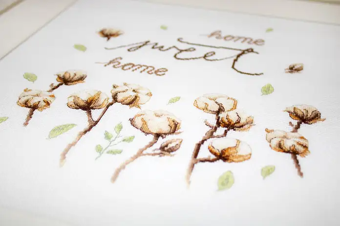 Luca-S B2347 Cotton Cross Stitch Embroidery Kit, 100% Cotton Zweigart Belana Fabric, 23x21.5 cm, Home Sweet Home Design
