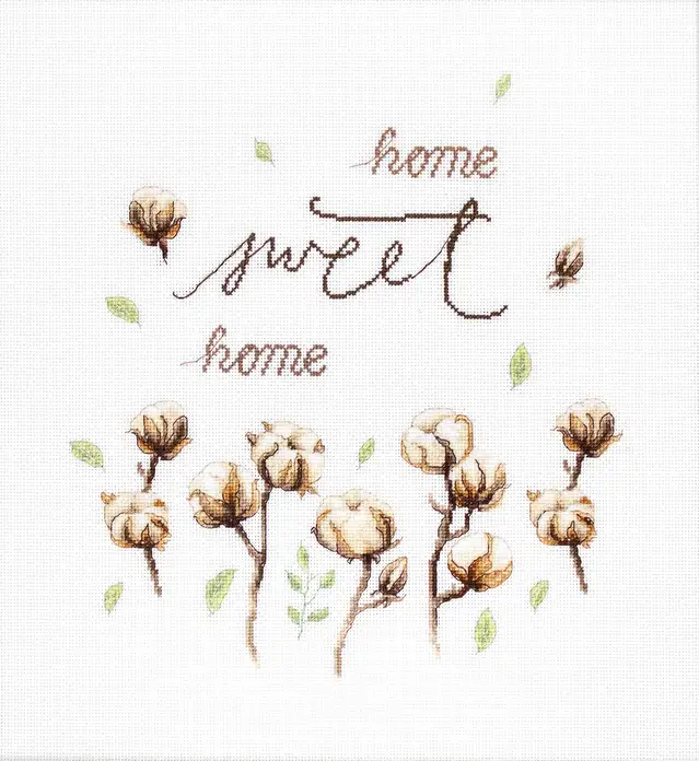 Luca-S B2347 Cotton Cross Stitch Embroidery Kit, 100% Cotton Zweigart Belana Fabric, 23x21.5 cm, Home Sweet Home Design