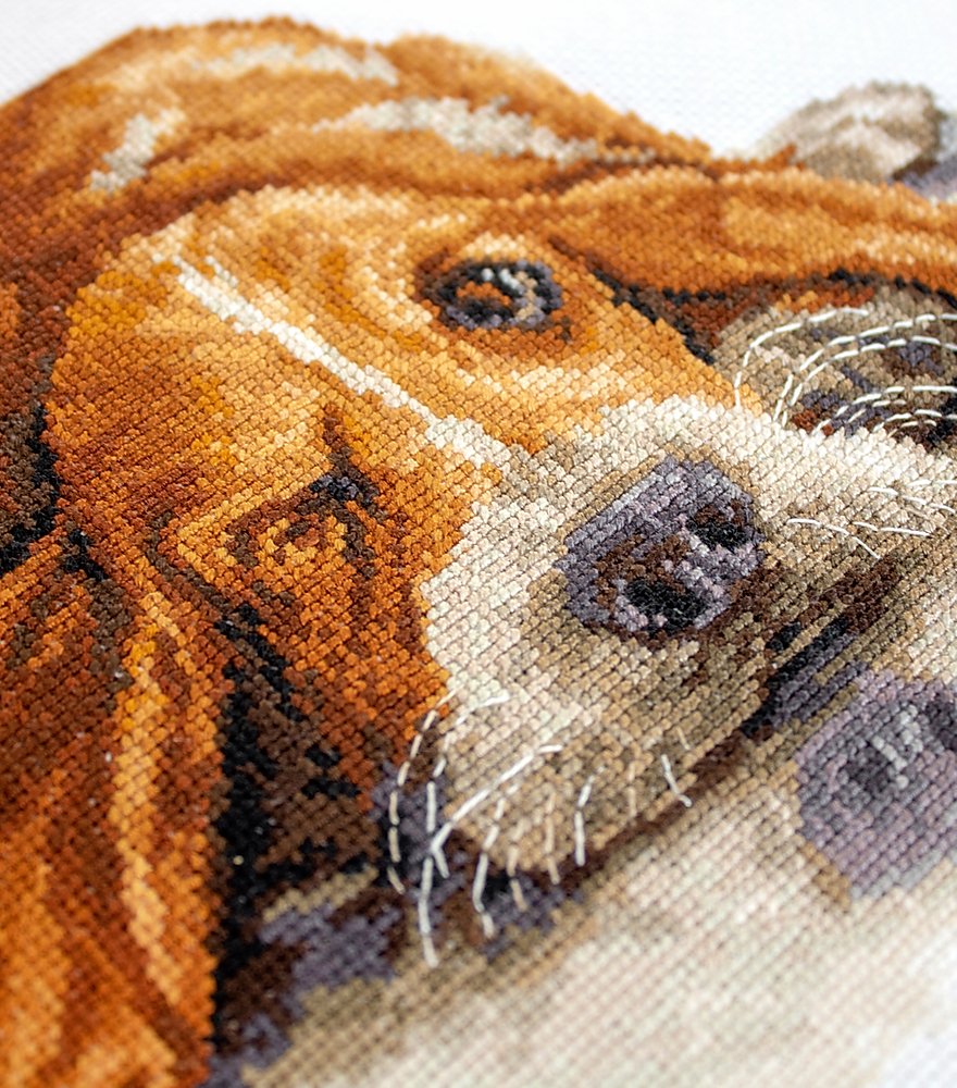 Набор для вышивания Luca-S B2341 Basset Hound, 28 цветов, 28.5x15.5 см, канва Zweigart Aida 18 count белая, нити Anchor muline
