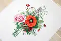 Kit Broderie Luca-S B2350 Buchet cu mac si bujor Pierre Joseph Redoute, 48 Culori, Material Zweigart Belana 20 count, 19x25,5 cm