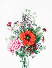 Culori: 48 Dimensiune: 19x25,5 cm Pânză: Belana (100) 20 ct. "Zweigart" Ață: muline "Anchor" Pierre Joseph Redoute Set de brodat în cruciuliță Luca-S Set de brodat în cruciuliță Luca-S - B2350 Buchet cu mac şi bujor