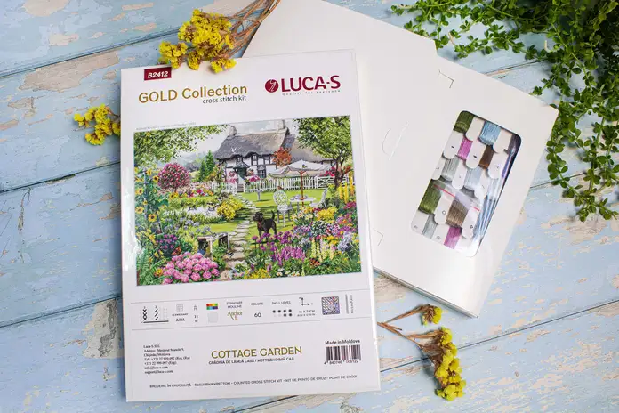 Набор для вышивания Luca-S B2412 КОТТЕДЖНЫЙ САД GOLD Collection, ткань Zweigart Aida 18ct, 46 x 32 см, нитки Anchor 60 цветов