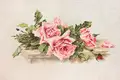 Kit Broderie Luca-S BL22400 Trandafiri Roz, Pânză Zweigart Perlleinen Bej 20 ct, Ață de Bumbac Anchor Premium, 32x17 cm