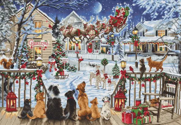 Набор для вышивания Luca-S GOLD B2423 Pets On The Porch, канва Zweigart Aida 18ct, 47 x 33 см, 57 цветов, нити 100% хлопок