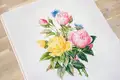 Kit Broderie Luca-S BU4003 Trandafiri galbeni si trandafiri Bengal, Material Aida 16 ct Zweigart, 25x30 cm, Include Firuri si Ac