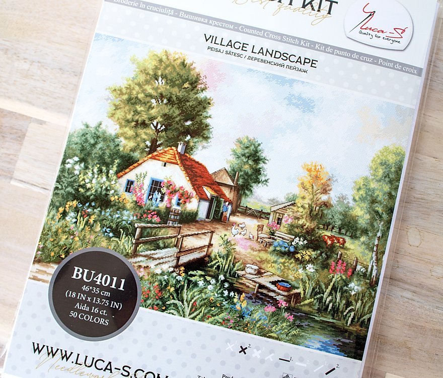 Набор для вышивания крестиком Luca-S BU4011 Деревенский пейзаж, 46 x 35 см, канва Zweigart Aida 16 ct, хлопковые нити мулине, 50 цветов
