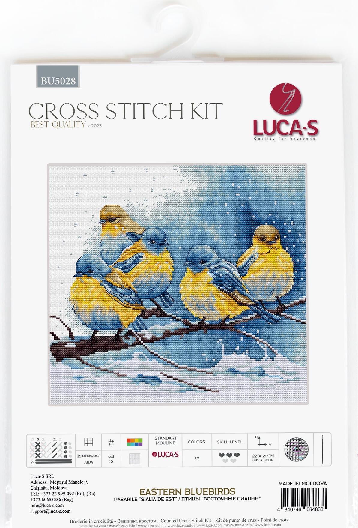 Набор для вышивания Luca-S BU5028 Восточные синегорлицы, ткань Zweigart Aida 16 ct, 22 x 21 см, 27 цветов, нити 100% хлопок