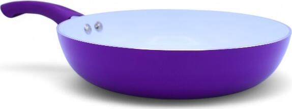Non-Stick Ceramic Frying Pan 22cm, White Interior and Purple Exterior Cooking Pan