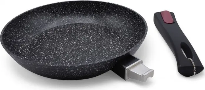 Olina 870 Non-Stick Pan, 20cm, Granite Stone Effect Coating, Detachable Black Handle with Red Release Button