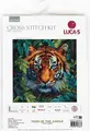 Luca-S BU5048 Tiger of the Jungle Cross Stitch Kit, Zweigart Aida 16 ct Fabric, 27 x 27 cm Embroidery Size, 46 Colors, 100% Cotton Thread