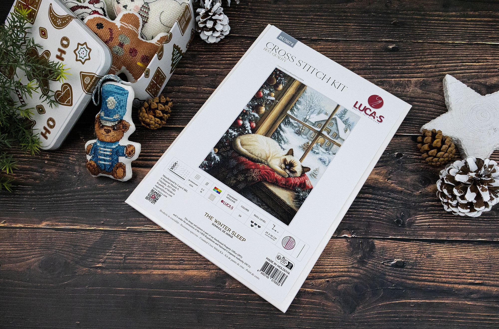Набор для вышивания крестиком Luca-S BU5074 The Winter Sleep, канва Zweigart Aida 16 ct, 59 цветов, размер готовой работы 29 x 40 см