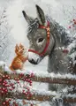Luca-S BU5075 Warm Hug Cross Stitch Kit GOLD Collection, Zweigart Aida 16 ct Fabric, 100% Cotton Thread, 29 x 40 cm Finished Size