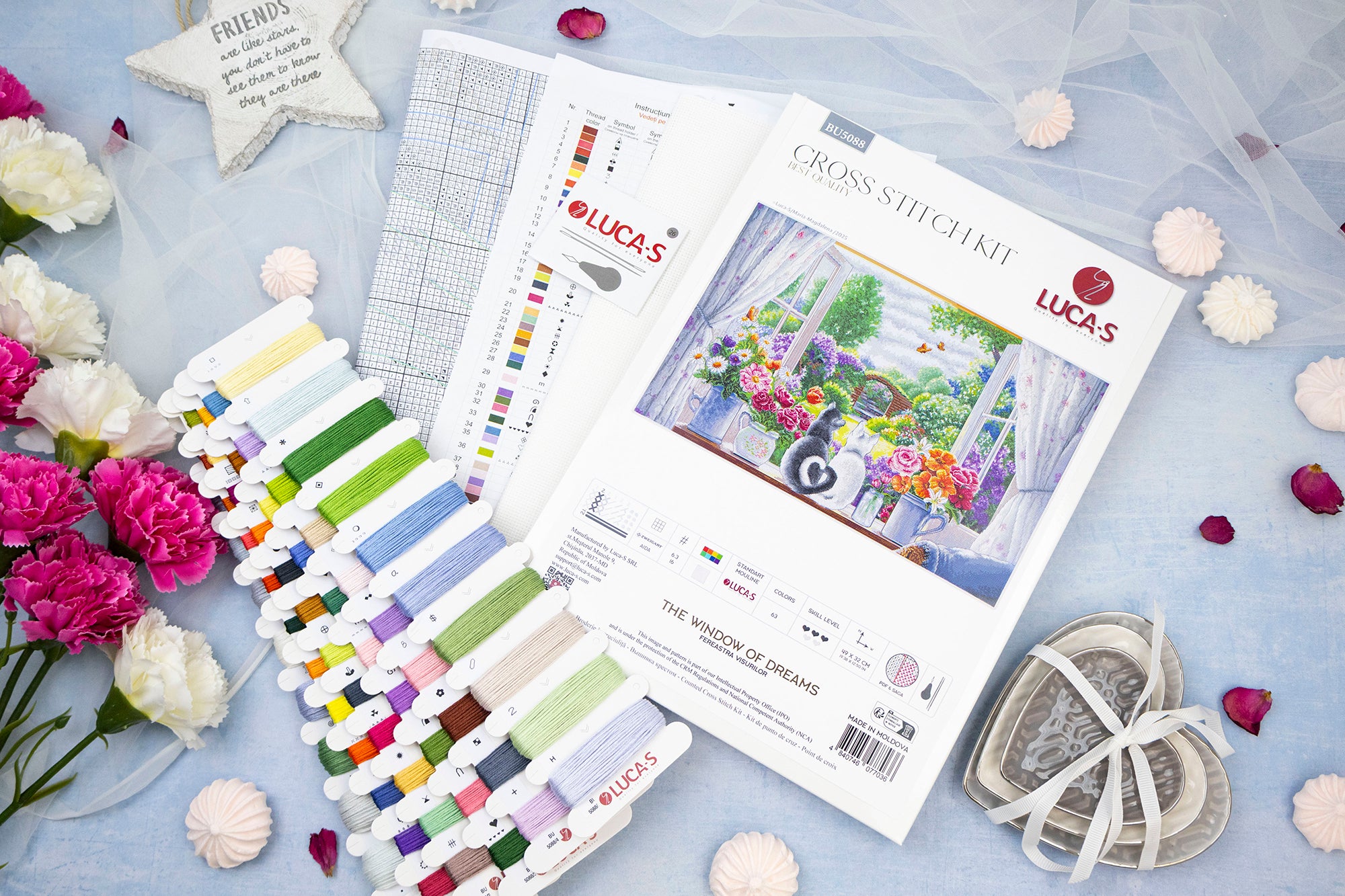 Luca-S BU5088 The Window of Dreams Cross Stitch Kit, Zweigart Aida 16 ct White Fabric, 49 x 32 cm, 63 Colors, Richard Macneil Design