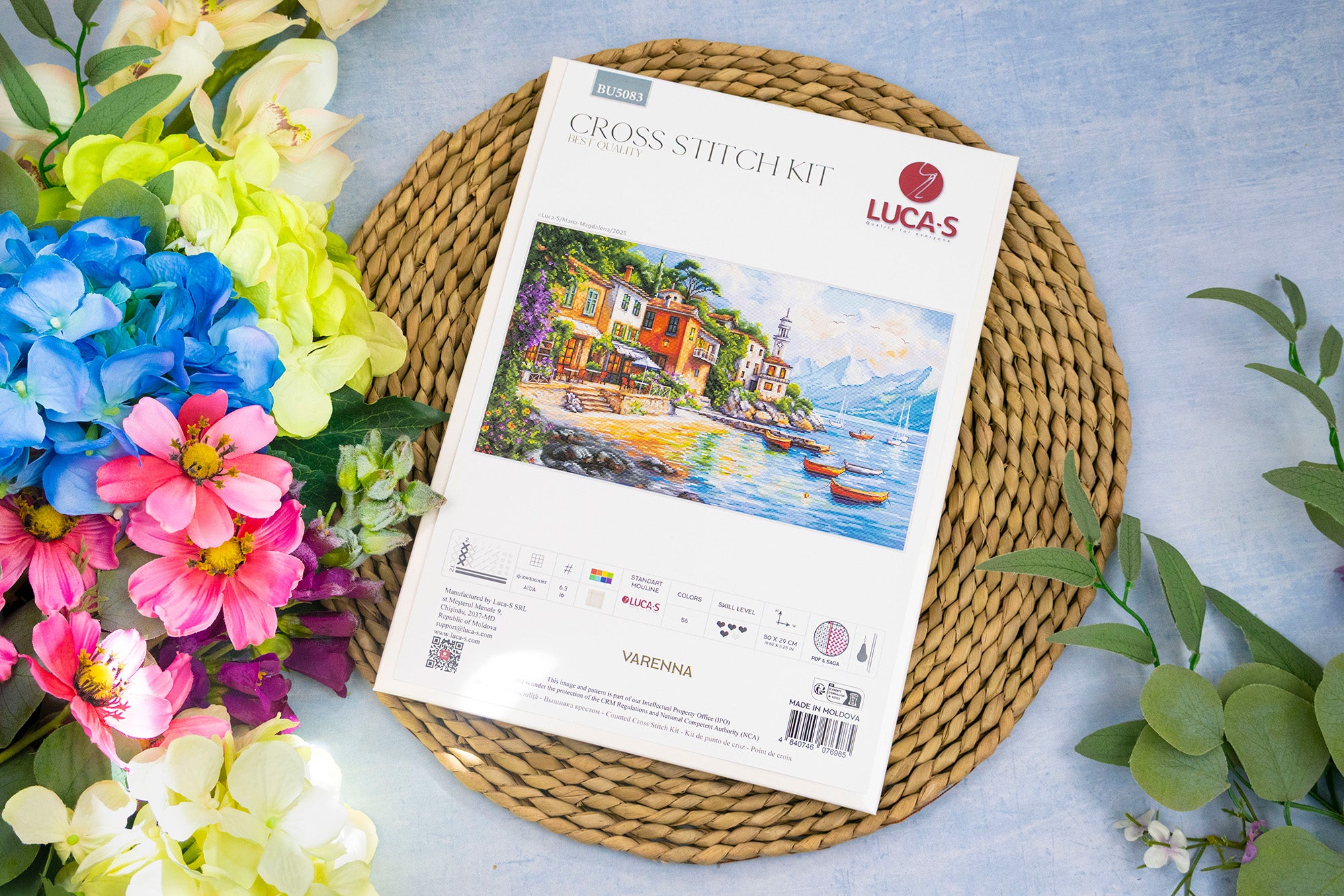 Kit Broderie Luca-S Varenna BU5083, Material Zweigart Aida 16 ct, Dimensiune Finală 50 x 29 cm, 56 Culori, Ață 100% Bumbac