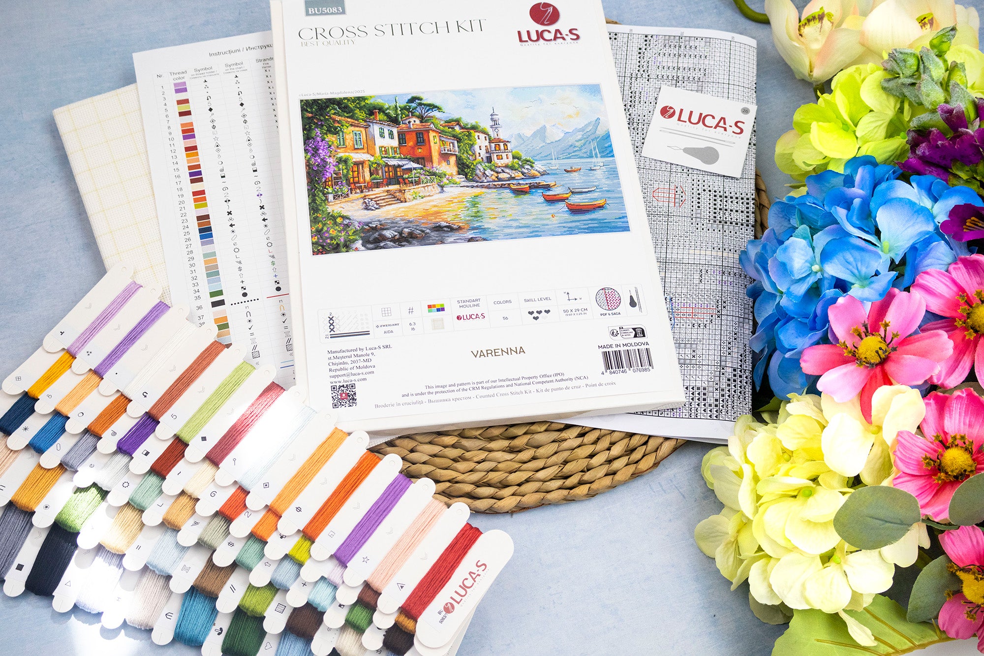 Kit Broderie Luca-S Varenna BU5083, Material Zweigart Aida 16 ct, Dimensiune Finală 50 x 29 cm, 56 Culori, Ață 100% Bumbac