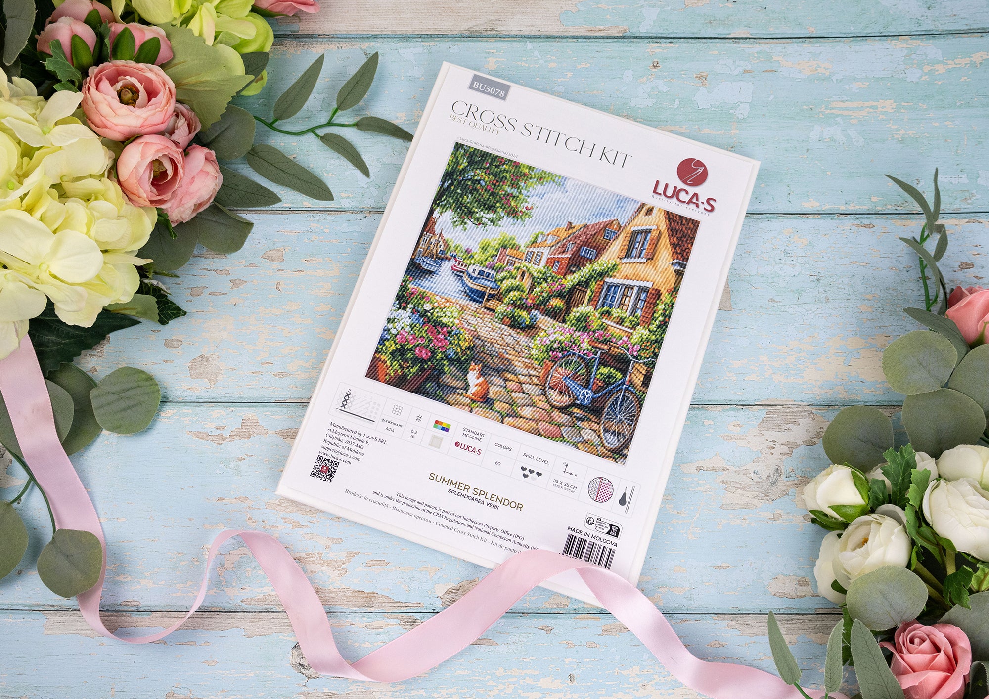 Набор для вышивания крестиком Luca-S BU5078 Summer Splendor, канва Zweigart Aida 16 ct, 40 x 24.5 см, 50 цветов, нити 100% хлопок