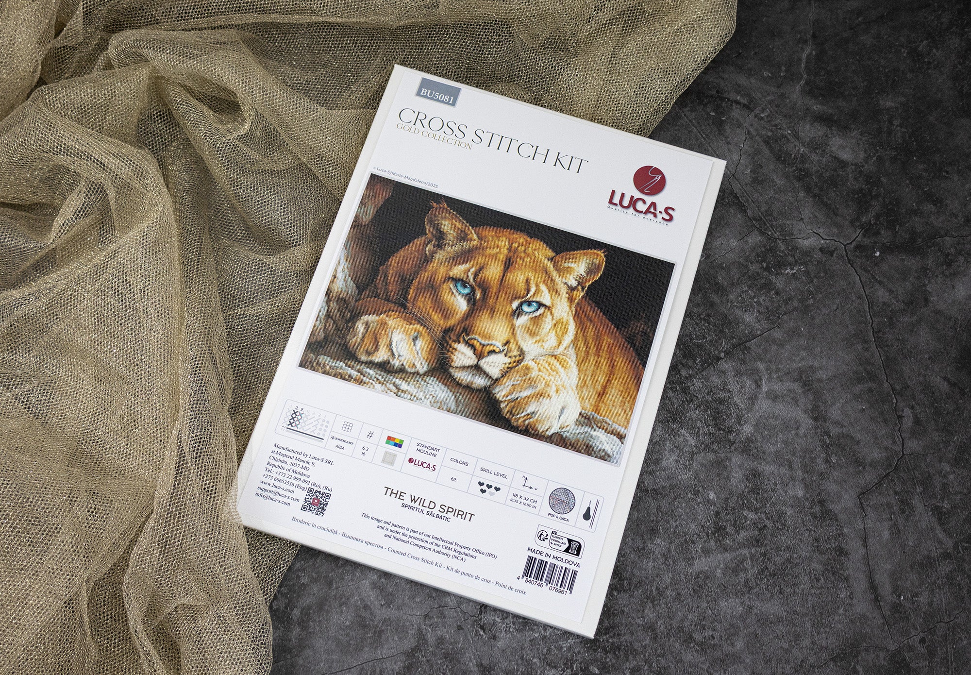Набор для вышивания Luca-S BU5081 The Wild Spirit, коллекция GOLD, 48 x 32 см, ткань Zweigart Aida 16 ct, 62 цвета, нити 100% хлопок