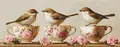 Kit Broderie Luca-S BU5092 Three Dainty Birds, Material Zweigart Aida 16 ct, Dimensiune Finală 52 x 21 cm, 48 Culori, Include Ace și Caiet