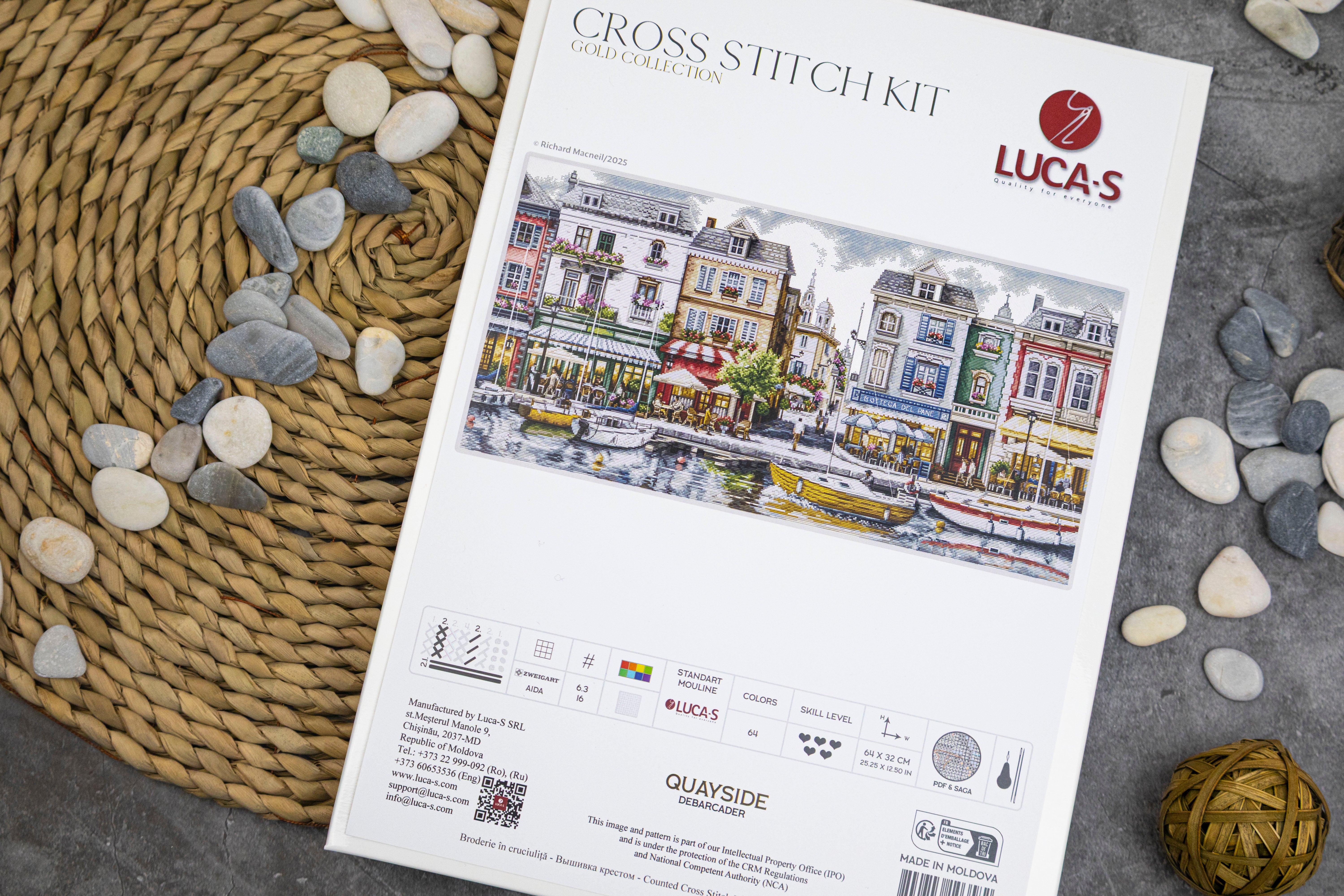 Набор для вышивания Luca-S GOLD BU5103 Quayside, 64 x 32 см, ткань Zweigart Aida 16 ct, 64 цвета, уровень сложности Эксперт