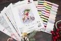 Kit Broderie Luca-S BU5098 Moș Crăciun cu Bradul, Material Zweigart Aida 16 ct, 56 Culori, Dimensiune Finalizată 29 x 38 cm