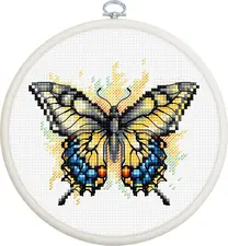 Set de brodat în cruciuliță • Dimensiuni: 3.56 x 3.06 in or 9 x 8 cm • Nr. de cruciulițe: 57 x 49 • Nr. de culori : 14 • Ață: Luca-S 100% cotton • Canva: Zweigart Aida16 (100/101) 20 x 20 cm • AC de brodat №26 - 1 ac • Cerc de brodat Nurge rotund 230 Nr.2 (135 mm) - Alb • Schema parțial colorată, contur colorat - 1 foie, format A3 • Nivel de dificultate: 1/5 • Artist: Luca-S • Set de brodat în cruciuliță Set de brodat în cruciuliță cu cercul de brodat inclus - Fluture Coada Rîndunicii, BC101