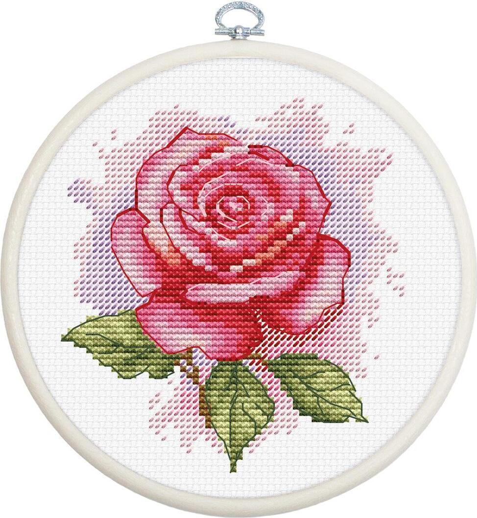 Набор для вышивания Luca-S BC105 Rose Aroma, 16 цветов, ткань Zweigart Aida 16 20x20 см, включает пяльцы Nurge и иглу