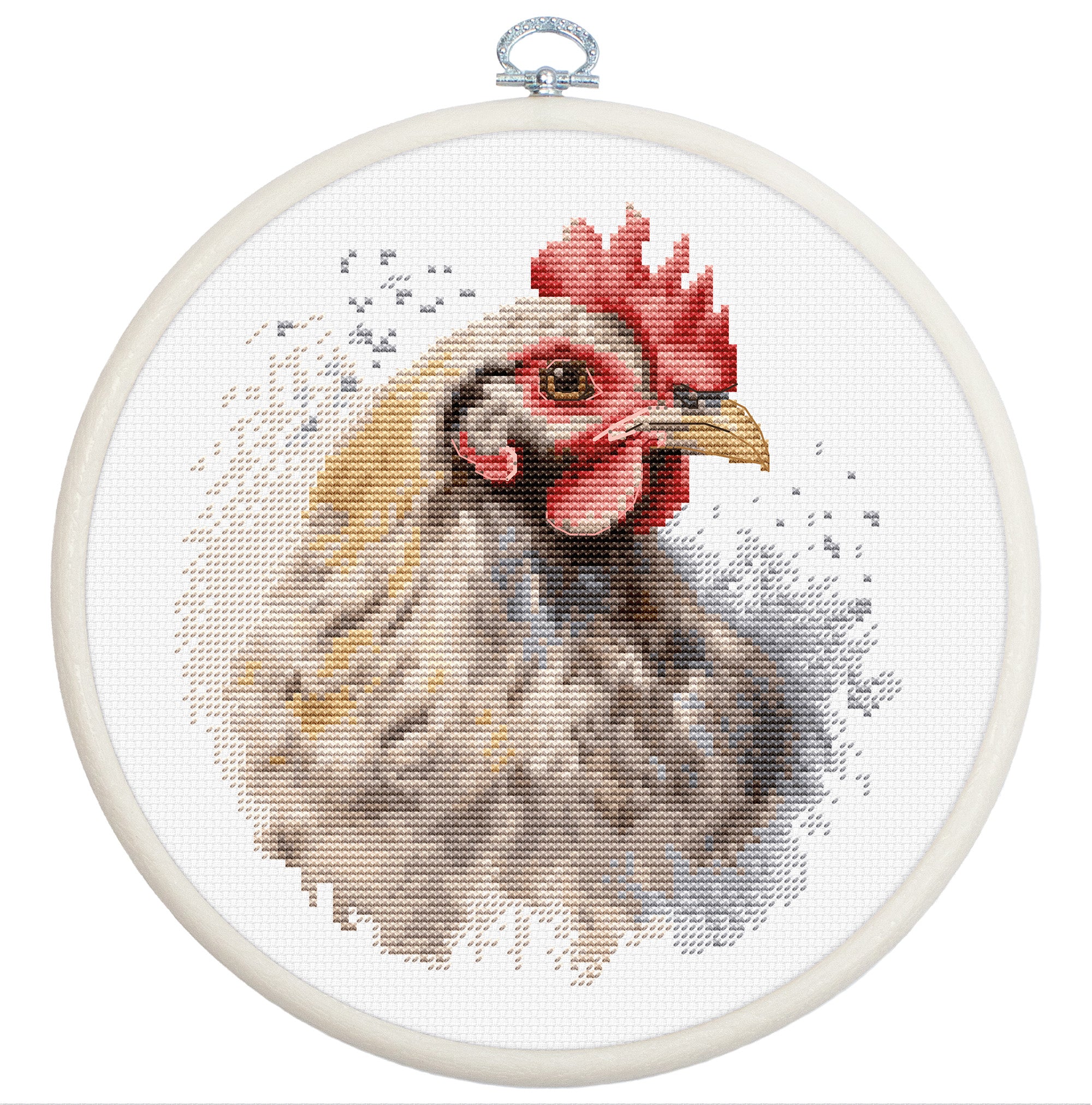 Kit Broderie Luca-S BC216 Găinușa, 15x16 cm, Material Aida Zweigart 16, 42 Culori, Include Cerc Nurge și Ac