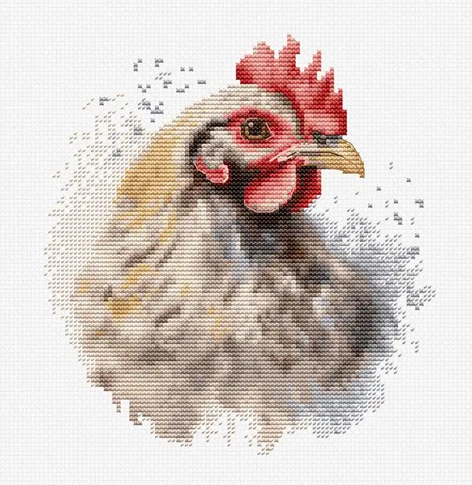 Kit Broderie Luca-S BC216 Găinușa, 15x16 cm, Material Aida Zweigart 16, 42 Culori, Include Cerc Nurge și Ac