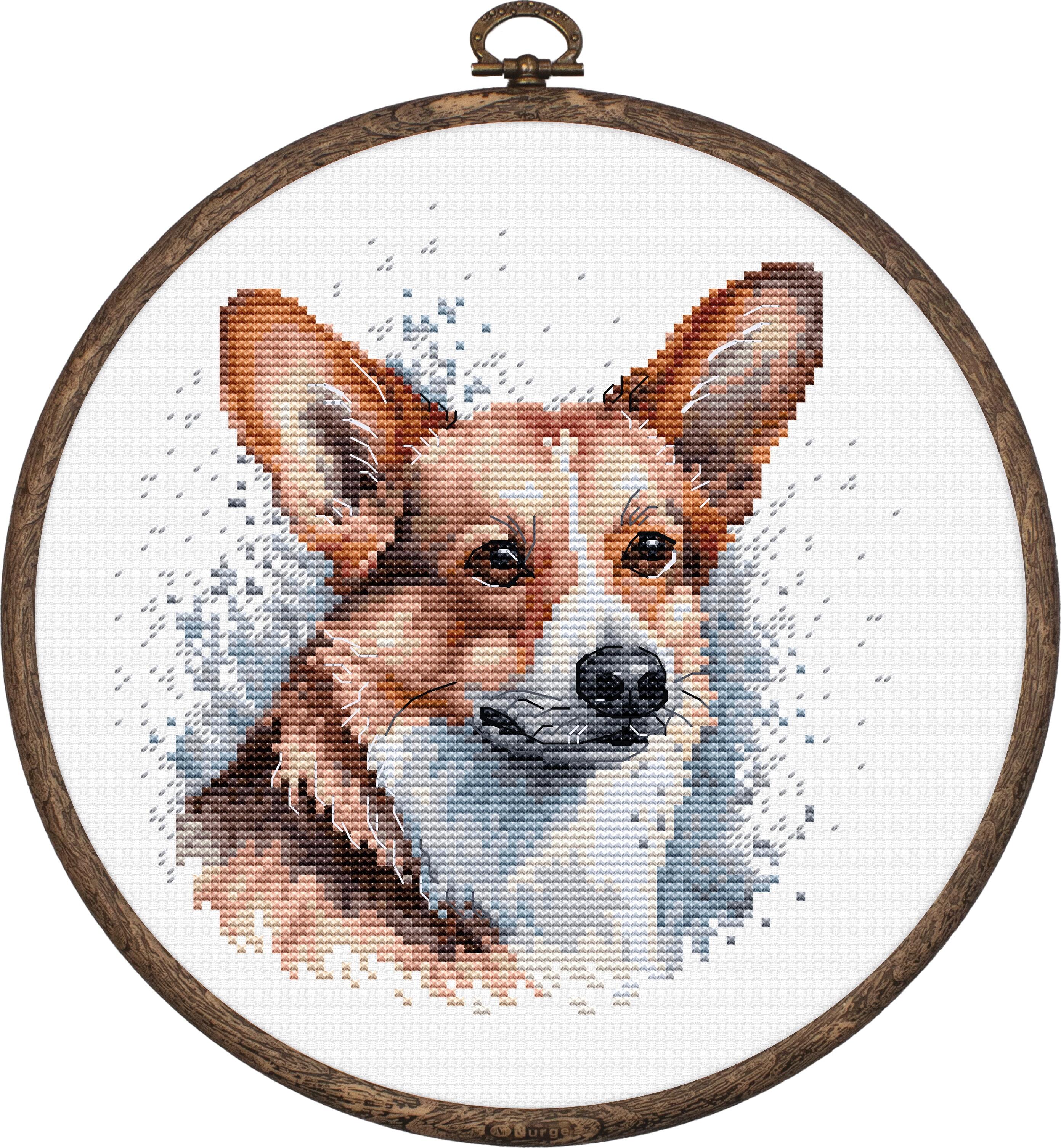 Kit Broderie Luca-S BC212 Welsh Corgi, Material Zweigart Aida 16ct, Dimensiune Broderie 14x15 cm, include Cerc Nurge si Ac