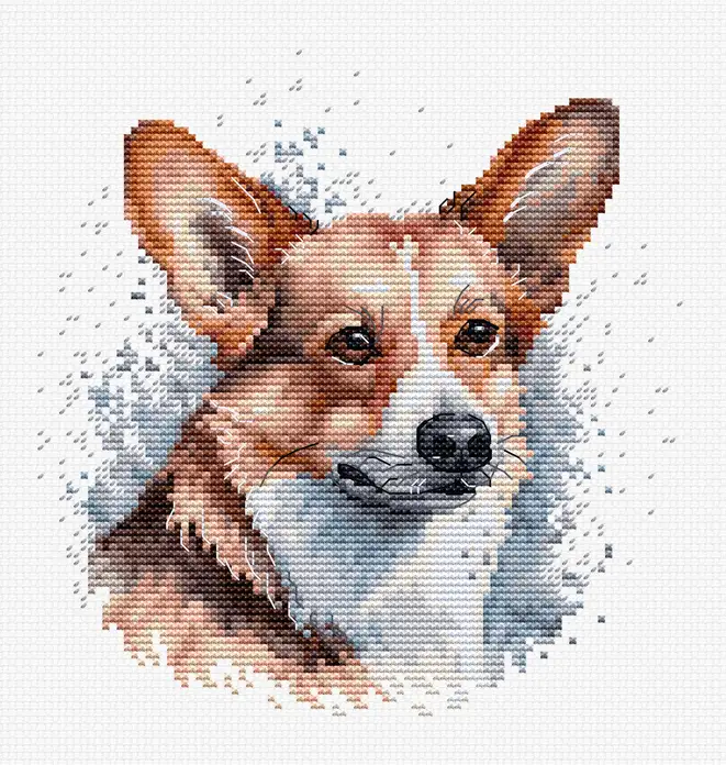 Kit Broderie Luca-S BC212 Welsh Corgi, Material Zweigart Aida 16ct, Dimensiune Broderie 14x15 cm, include Cerc Nurge si Ac