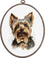 Luca-S BC228 The Yorkshire Terrier Cross Stitch Kit, 12 x 17 cm, 36 Colors, 100% Cotton Threads, Aida 16 Fabric, Difficulty 3/5