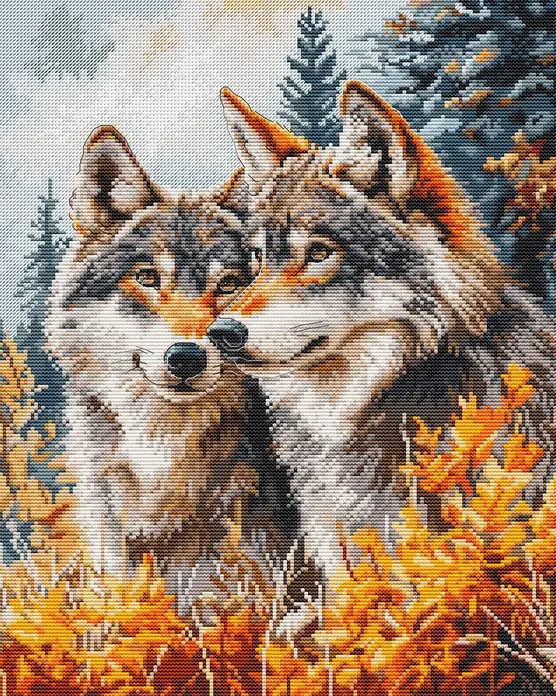 Luca-S BM3022 The Guardians of the Forest Counted Cross Stitch Kit, Zweigart Aida 16ct Fabric, 100% Cotton Thread, 25 x 32 cm, 37 Colors