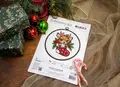 Luca-S Santa's Surprise BC236 Counted Cross Stitch Kit, Zweigart Aida 16 Fabric, 13.5 x 15 cm, 33 Colors, Includes Nurge Woodgrain Hoop